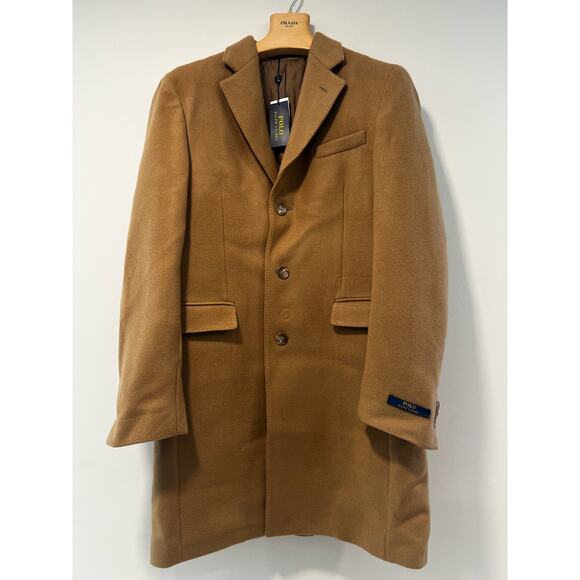 NWT Polo Ralph Lauren Hab Camel Wool Trench Coat Size 40R - Picture 2 of 13